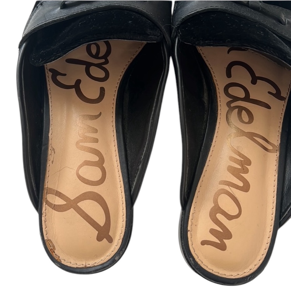 New Sam Edelman Dark Navy Leather Loafers Slip On Low Heel Tasseled Size 6 - Picture 11 of 14